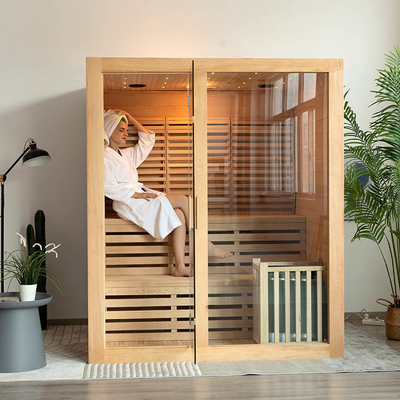 Corredi dell'interno rossi di sauna di Cedar Wooden Domestic Steam Rooms per la persona 3