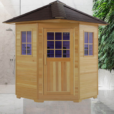 Persona asciutta all'aperto dell'interno del bagno turco 4 di sauna del cortile di ETL