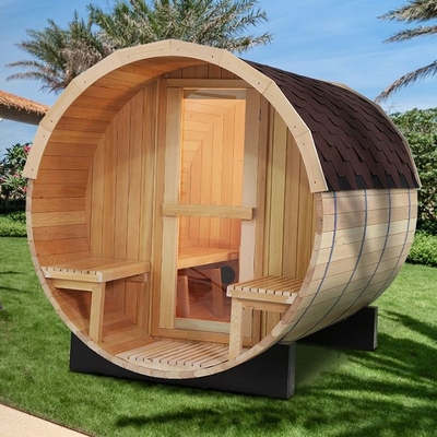 Sauna all'aperto del barilotto del grande vapore tradizionale di legno solido con la stufa 6KW