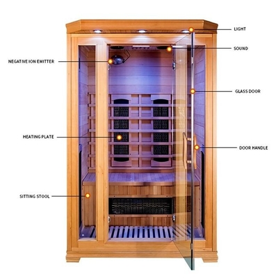 Canadian Hemlock 2 Person 1750W Home Sauna Room con sistema di sicurezza