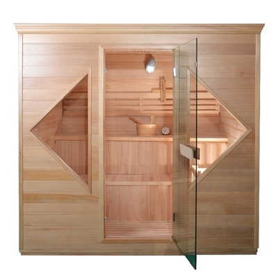 Porta di legno maniglia Sala tradizionale di sauna a vapore per 4 persone al chiuso