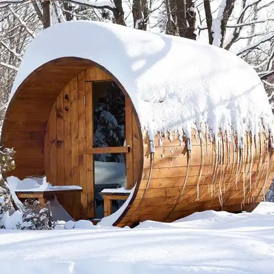 Sauna esterna in legno di cedro rosso canadese Sauna a vapore con stufa a legna