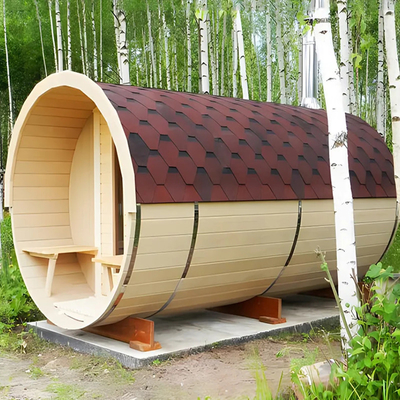 Sauna a botte di legno di cedro rosso Sauna a vapore bagnata Sala tradizionale di legno