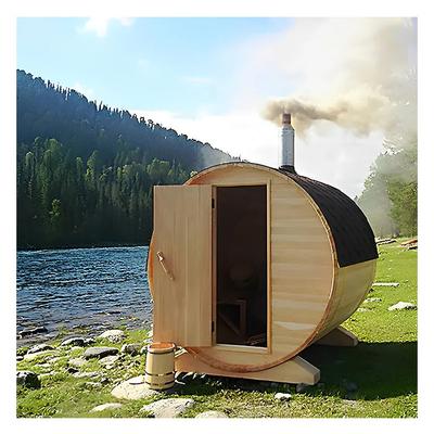 Sauna a vapore in legno esterno in cedro rosso canadese con stufa a riscaldamento