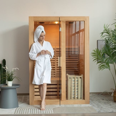 Stanza di legno di sauna del vapore 2 persone di dimensione dell'interno dell'OEM con la stufa 3KW