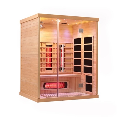 Sauna infrarossa lontana della persona di legno della cicuta 3 con luce variopinta 2100 watt