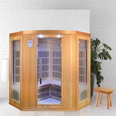 Sauna infrarossa lontana dell'interno di legno d'angolo della persona delle case 3 - 4 di progettazione con il FME basso
