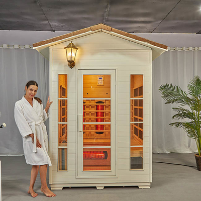 Legno solido combinato infrarosso all'aperto del bagno turco di sauna con il tetto impermeabile