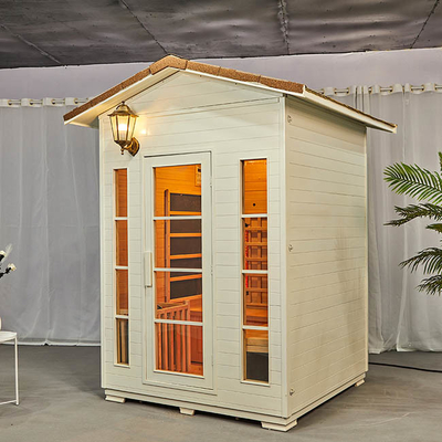 Legno solido combinato infrarosso all'aperto del bagno turco di sauna con il tetto impermeabile