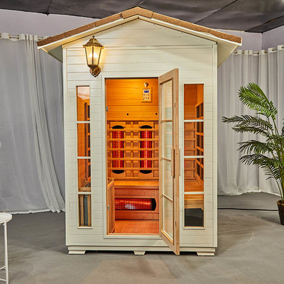 Legno solido combinato infrarosso all'aperto del bagno turco di sauna con il tetto impermeabile