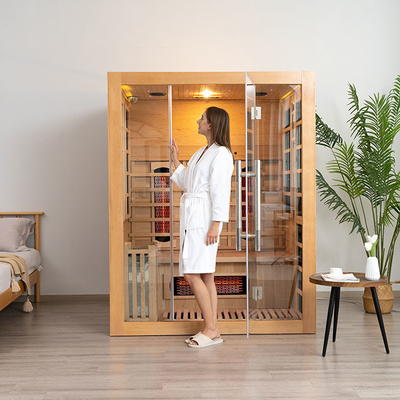 Sauna a infrarossi a vapore in legno compatibile con Bluetooth per 3 persone per la casa
