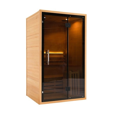 Bagno turco per sauna domestica in legno massello con stufa elettrica 1750W per 2 persone
