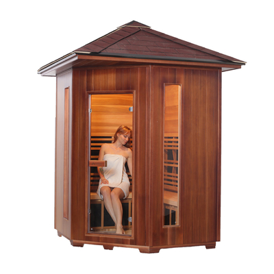 Hemlock Red Cedar Wooden 4 Person Outdoor Garden Sauna Infrarossi