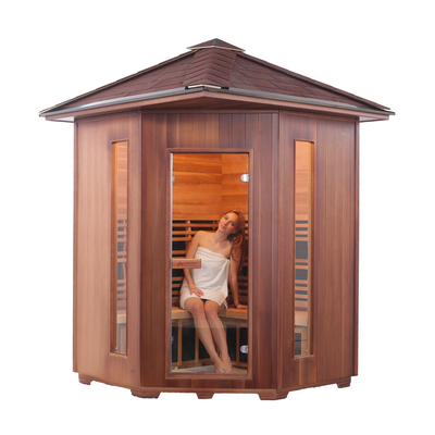 Hemlock Red Cedar Wooden 4 Person Outdoor Garden Sauna Infrarossi
