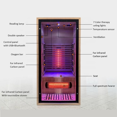 Sauna in legno Hemlock canadese per interni vicino a infrarossi lontani per 1 persona