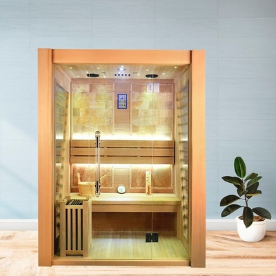Stanza dell'interno di sauna del vapore di legno della cicuta di dimensione di 3 persone con la stufa elettrica