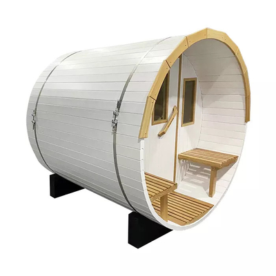 Nuova progettazione del giardino di 4 persone di sauna di legno all'aperto bianca del barilotto
