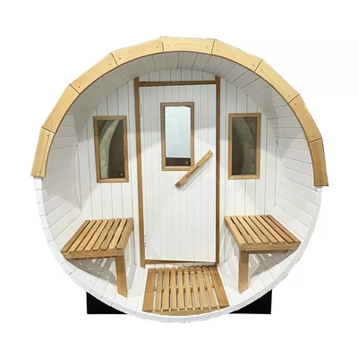 Nuova progettazione del giardino di 4 persone di sauna di legno all'aperto bianca del barilotto
