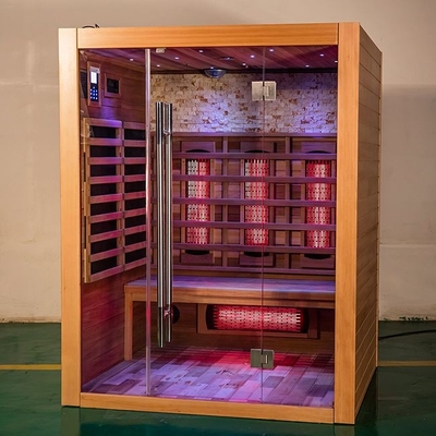 Stanza rossa di legno solida di sauna di Cedar Luxury Indoor Full Spectrum per la persona 3