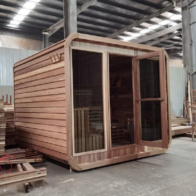 Cedar Steam Sauna Rounded Square rustico all'aperto con il tetto dell'assicella del bitume