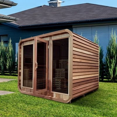 Cedar Steam Sauna Rounded Square rustico all'aperto con il tetto dell'assicella del bitume