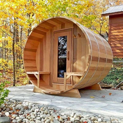ODM dell'OEM all'aperto rosso canadese di sostegno di sauna di Cedar Wood Traditional Steam Barrel