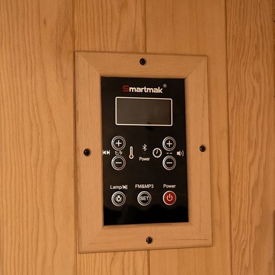Sauna a infrarossi lontani a vetro temperato trasparente con illuminazione a LED e pannello a carbonio a spettro completo