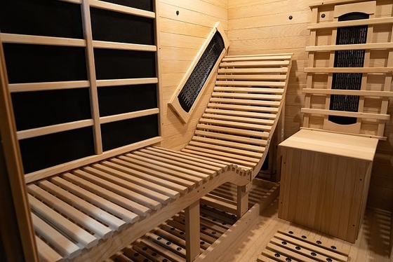 Smatmak 1350W Far Infrared Sauna LED Sauna a colori di legno con vetro temperato trasparente
