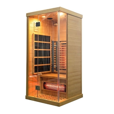 Piccolo di legno di legno solido di lusso della cicuta 1 di sauna infrarossa domestica canadese della persona
