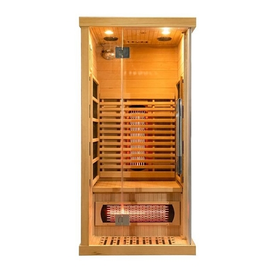 Piccolo di legno di legno solido di lusso della cicuta 1 di sauna infrarossa domestica canadese della persona