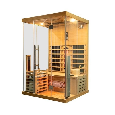Sauna infrarossa di legno solida di lusso di combinazione del vapore con 3 pareti di vetro temperate