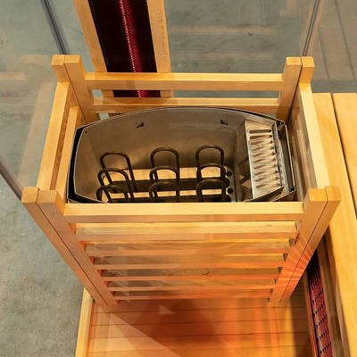 Sauna infrarossa di legno solida di lusso di combinazione del vapore con 3 pareti di vetro temperate