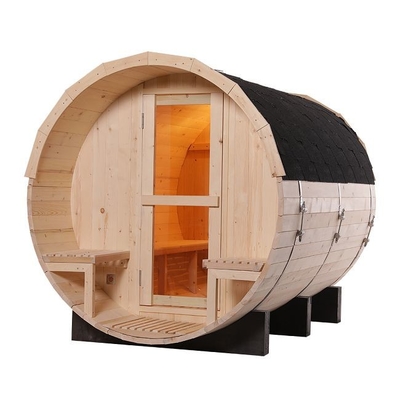 Sauna all'aperto del barilotto del grande vapore tradizionale di legno solido con la stufa 6KW