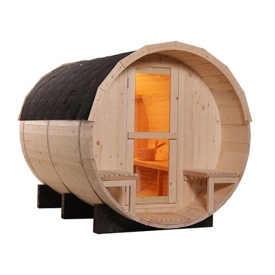 Sauna all'aperto del barilotto del grande vapore tradizionale di legno solido con la stufa 6KW