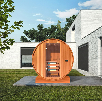 Cedar Wood Barrel Sauna With rosso canadese 8mm ha temperato la porta di vetro 180x240cm