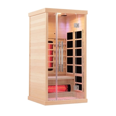 Sauna infrarossa lontana di vetro temperata trasparente con il radiatore di pannello pieno del carbonio e di spettro