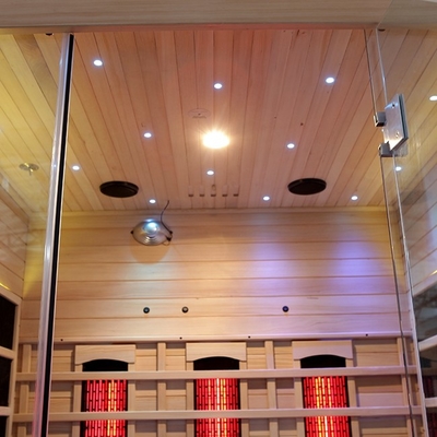 1-4 colore infrarosso lontano di legno di sauna delle persone con vetro temperato trasparente