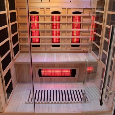 Sauna a infrarossi con pannello di controllo e illuminazione a LED