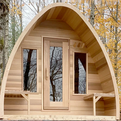 2 - Sauna asciutta all'aperto di legno del cortile della villa di 4 persone con una cucina elettrica di 6 chilowatt