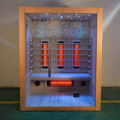 sauna infrarossa lontana asciutta di legno solida dell'interno di sauna della cicuta 2100W della persona infrarossa del cedro rosso 3