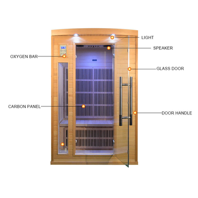 stanza asciutta infrarossa lontana di legno di lusso di sauna 1750W dell'interno per la persona 2