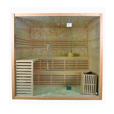 Sauna a vapore secco in legno massello di hemlock canadese per 4 persone per uso interno