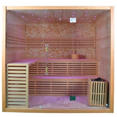 Sauna a vapore secco in legno massello di hemlock canadese per 4 persone per uso interno