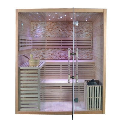 Sauna a vapore secco in legno massello di hemlock canadese per 4 persone per uso interno