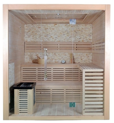 Sauna a vapore secco in legno massello di hemlock canadese per 4 persone per uso interno
