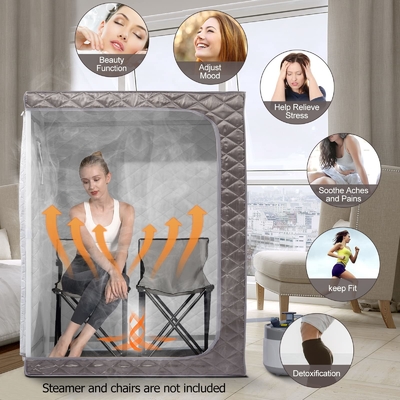 Sauna a vapore portatile grigio a grandezza naturale Sauna a casa con capacità di 4 litri di acqua