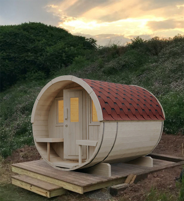 Sauna a barile esterno in legno massello, di cedro, a vapore bagnato, sauna tradizionale