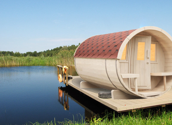 Sauna a barile esterno in legno massello, di cedro, a vapore bagnato, sauna tradizionale