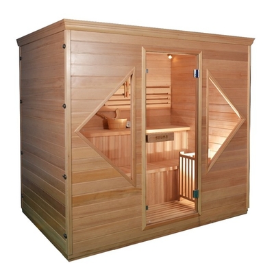 Porta di legno maniglia Sala tradizionale di sauna a vapore per 4 persone al chiuso
