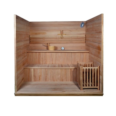 Porta di legno maniglia Sala tradizionale di sauna a vapore per 4 persone al chiuso